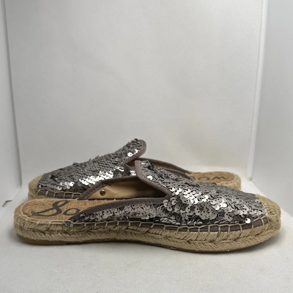 Sam Edelman Sequin Espadrille Mule Flats – Women’s Size 6